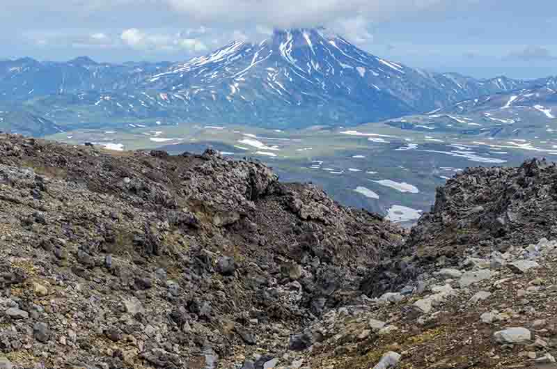 95 - Rusia - Kamchatka - panoramica desde el crater del volcan Gorely